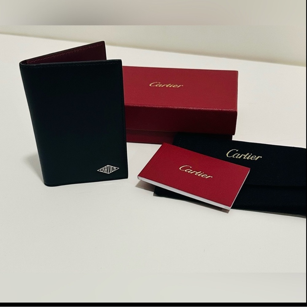 Cartier Black Men's Bifold Wallet with Burgundy Interior