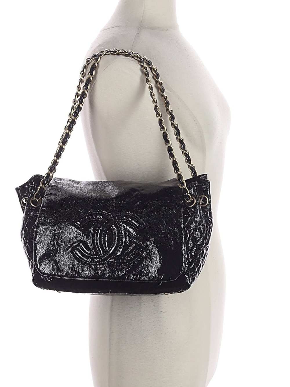 Chanel Black Shoulder Bag with Gold Chain, Excellent Condition