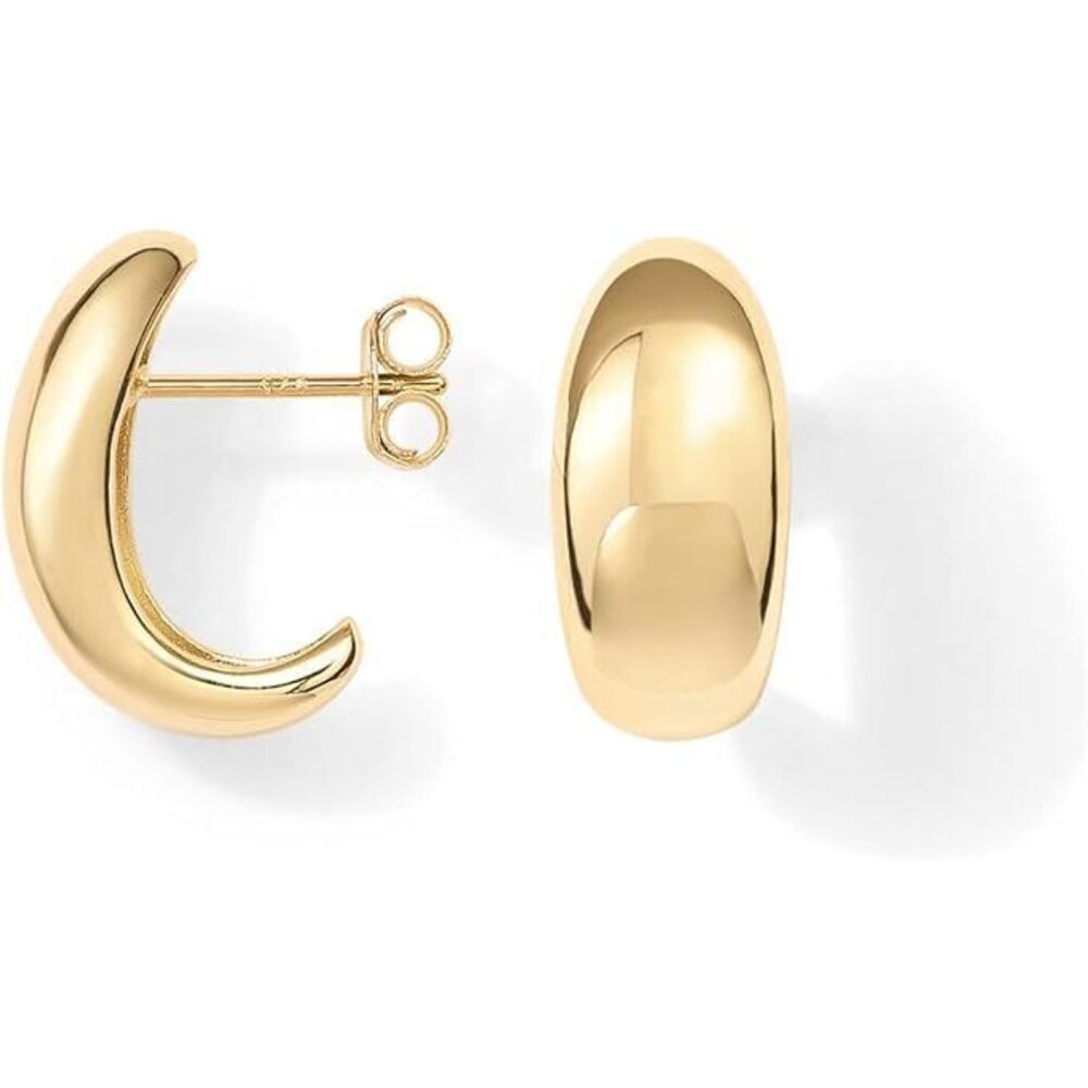 14K Dome Hoop Huggies (Dome, Yellow Gold)