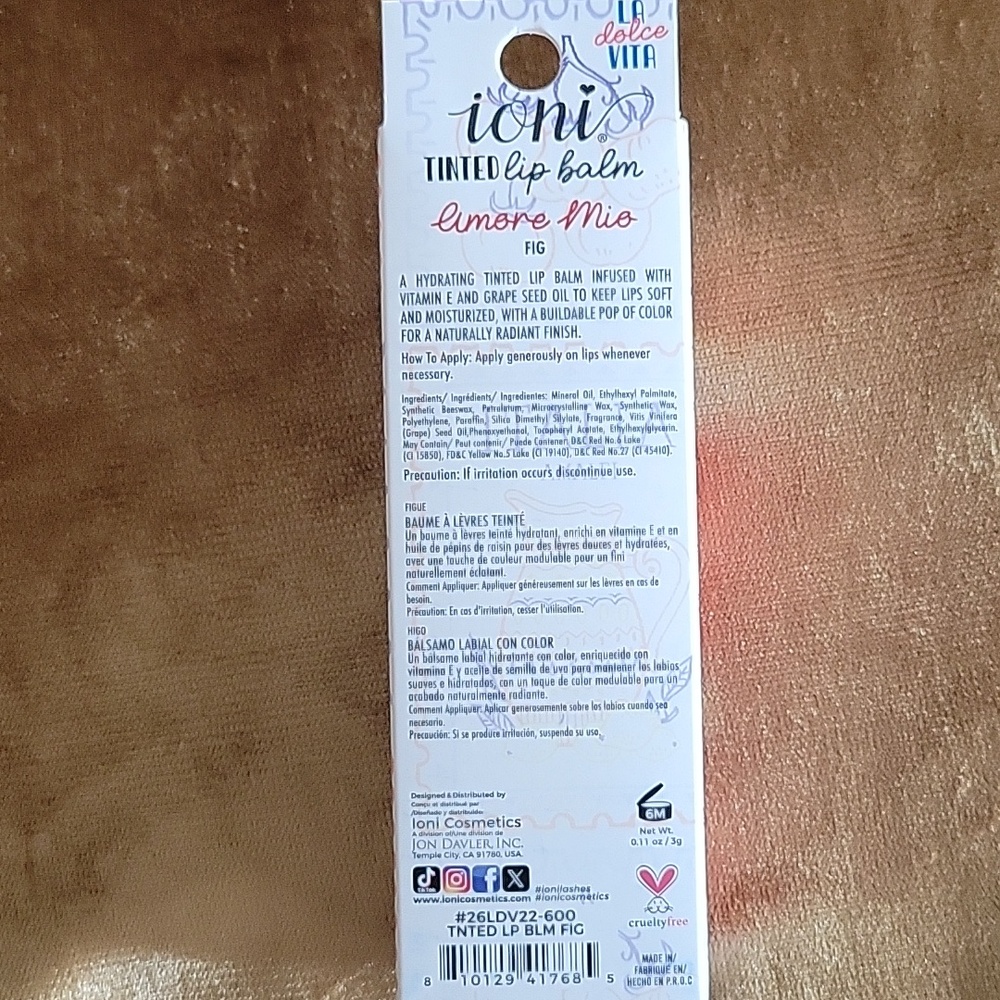 La Dolce Vita Tinted Lip Balm - Fig Hydrating Pop of Color - Picture 2 of 3
