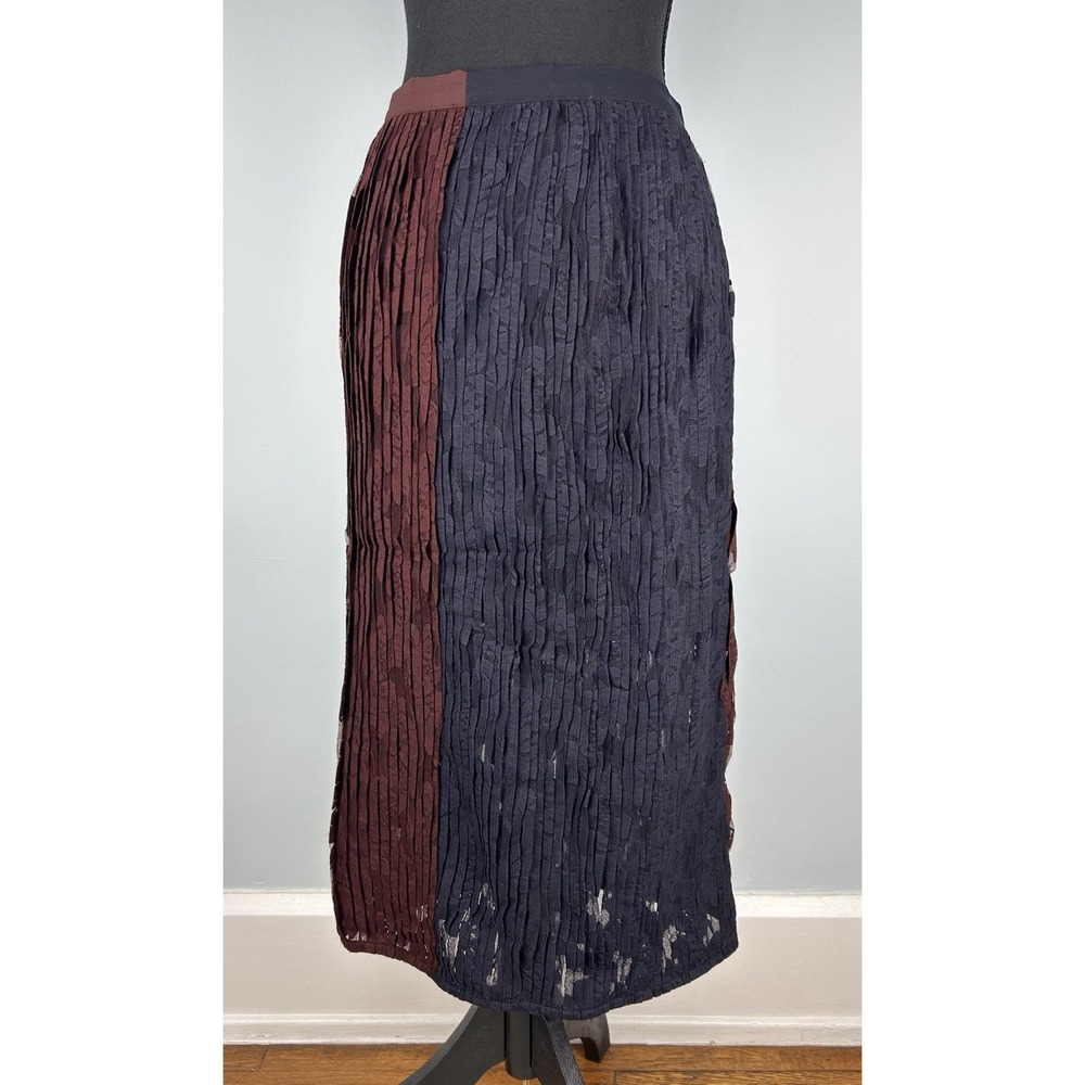 NWT ALLSAINTS Marela Pleated Lace Blue Ox Blood Midi Skirt Zip Women's Size US 4