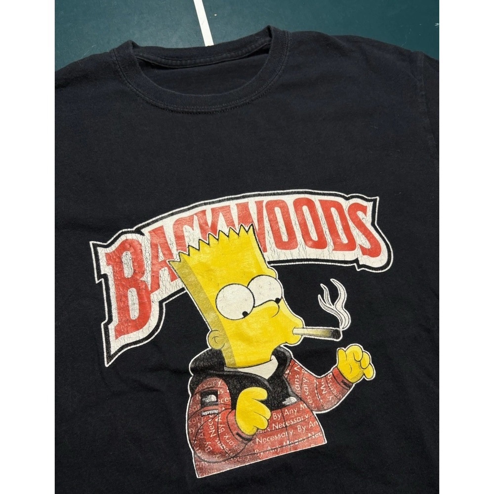 Bart Simpson Backwoods Smoking T Shirt Men's Medium Black Streetwear Hypebeast - Picture 2 of 6