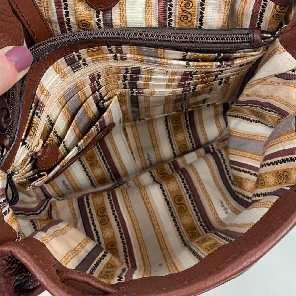 Brighton Brown Leather Backpack bucket Bag Silver Logo Detail & heart charm NEW - Picture 10 of 16