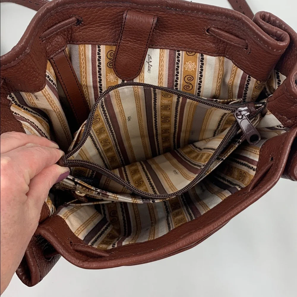 Brighton Brown Leather Backpack bucket Bag Silver Logo Detail & heart charm NEW - Picture 12 of 16