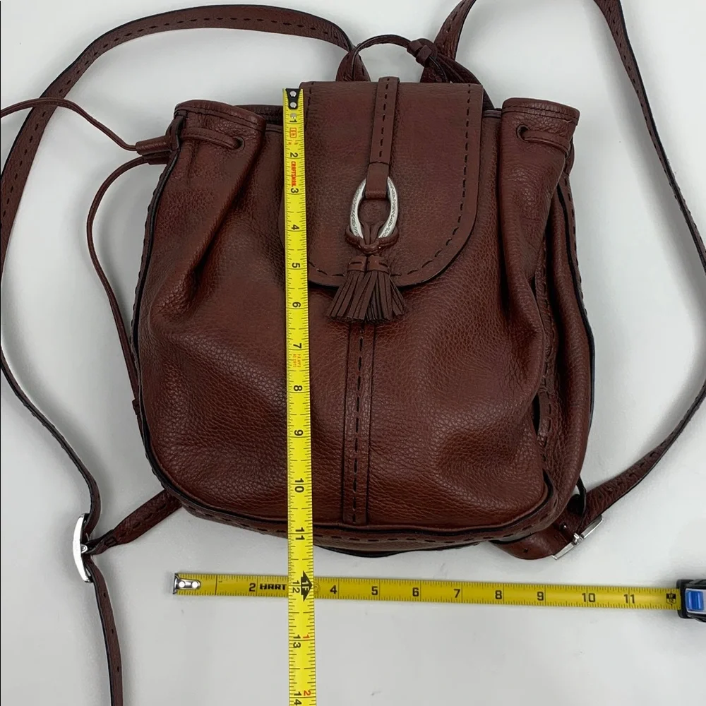 Brighton Brown Leather Backpack bucket Bag Silver Logo Detail & heart charm NEW - Picture 14 of 16