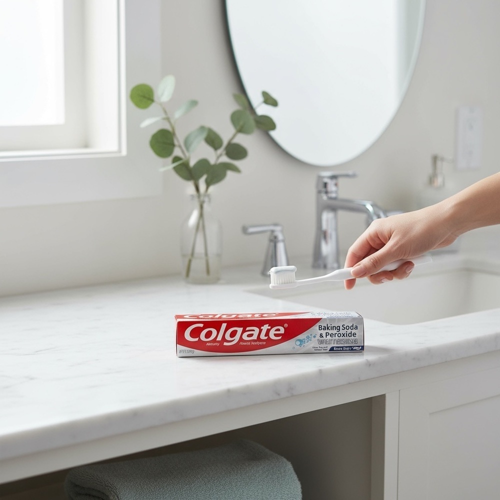 Colgate Toothpaste with Baking Soda & Peroxide, Brisk Mint for Whitening, 2 pack - Picture 2 of 7