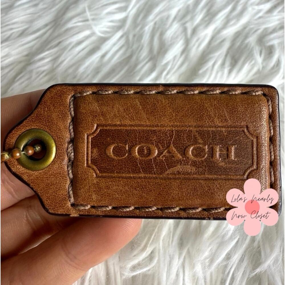2.5" y2k COACH Brown Fob Bag Charm Hang tag Hangtag