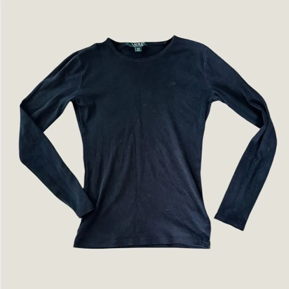Vintage Ralph Lauren Black Crew Neck Long Sleeve - Picture 1 of 4