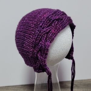 Hand Knit Baby Bonnet - Newborn Photography Prop - Wool Brand New
