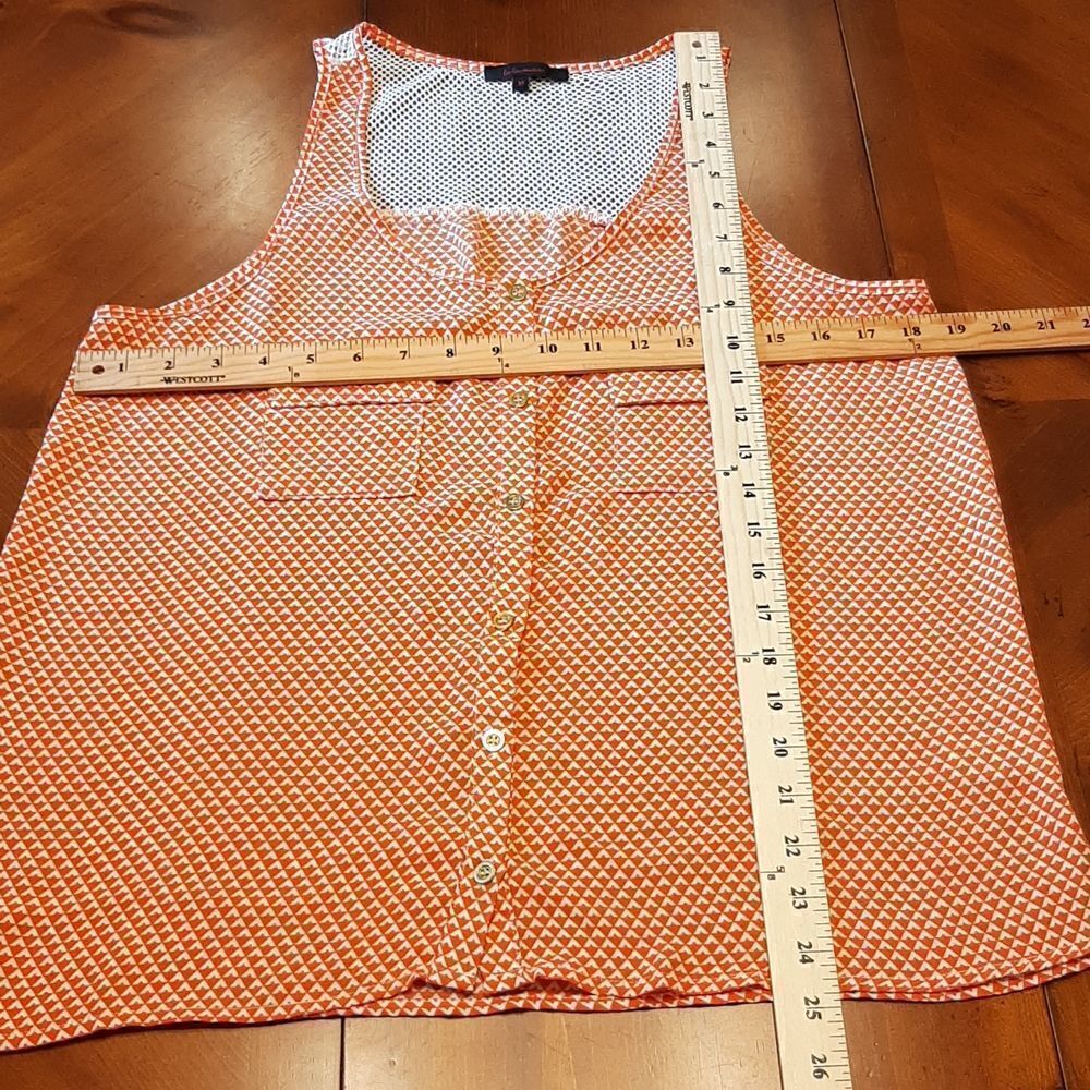Lulumari Size M Orange and White Flowy Tank Top - Picture 6 of 8