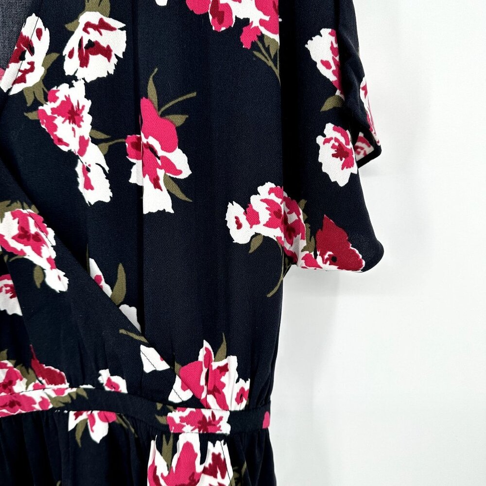 J.Crew Women's High-Low Navy Blue Floral Print Faux Wrap Ruffle Midi Dress Size - Picture 3 of 7