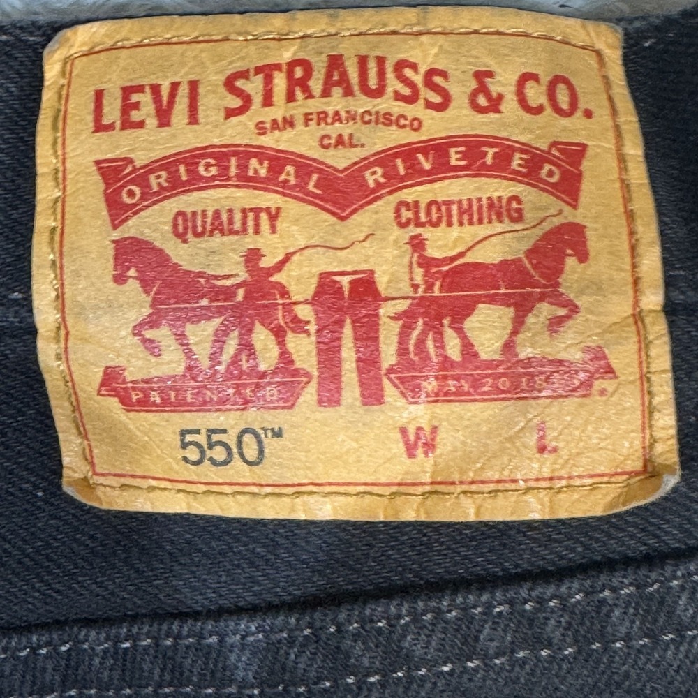 Levis 550 Jeans Mens 50x30 Black Relaxed Fit Tapered Leg Denim Pants 100% Cotton - Picture 3 of 8