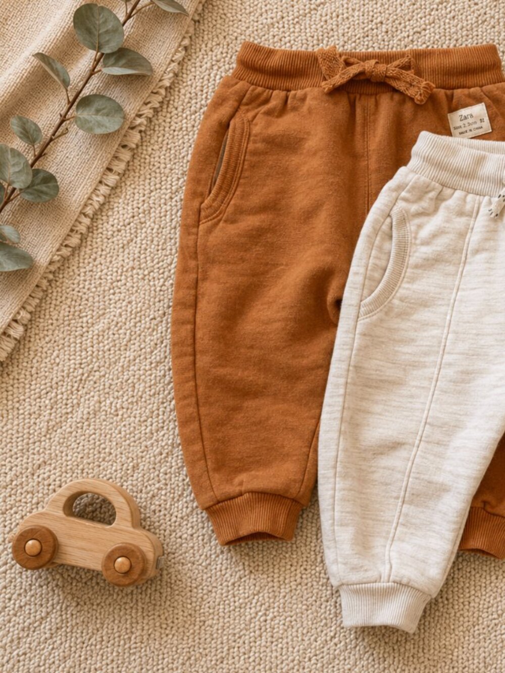 Zara Cream and Rust Kids Jogger Pants