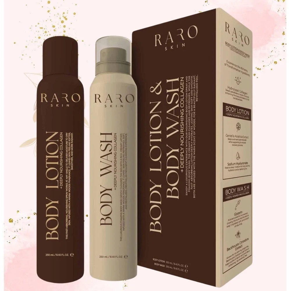 *NIB* Raro Skin Deeply Nourishing Collagen Body Wash & Body Lotion Set 250ml - Picture 2 of 5