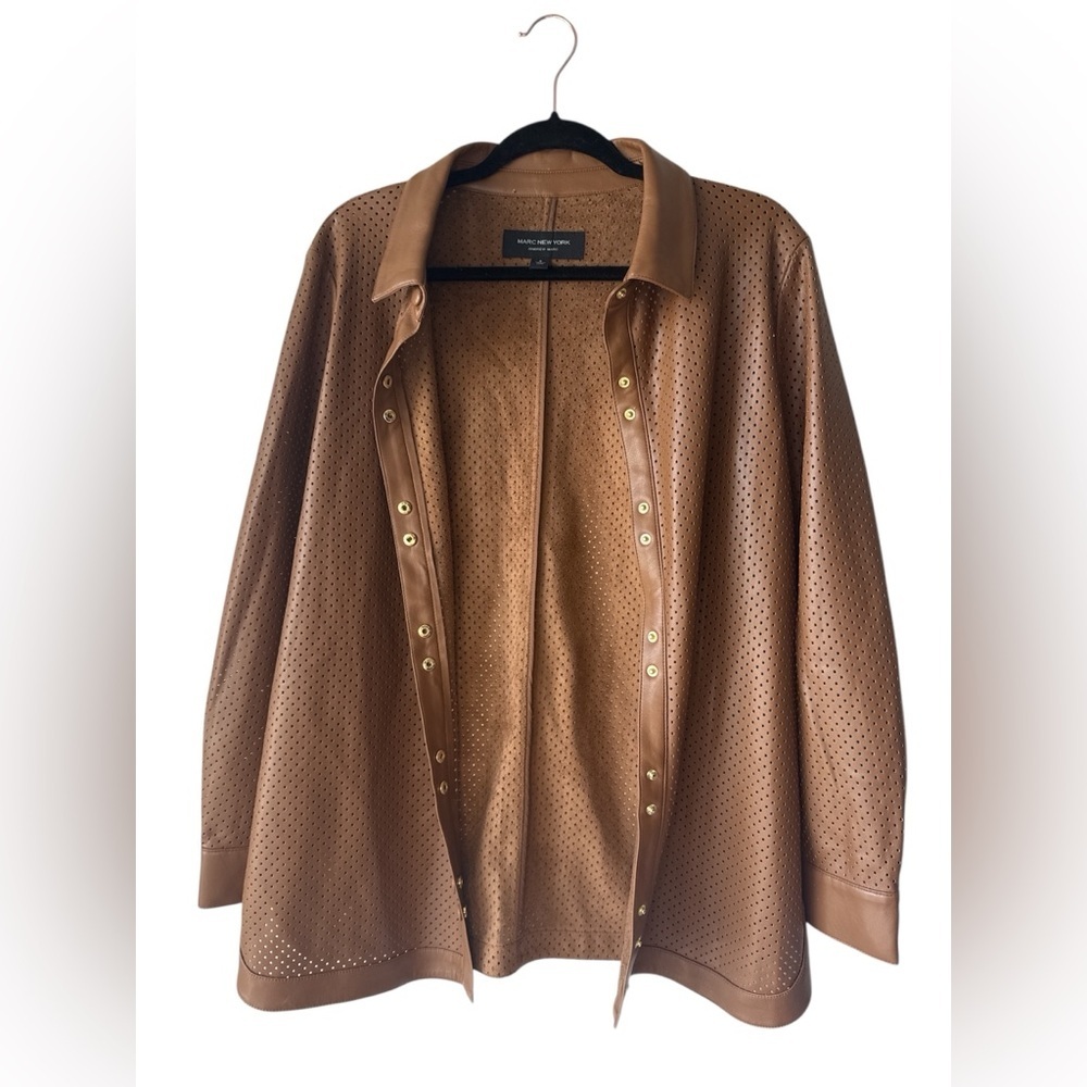 Marc New York Womens Faux Leather Shacket Jacket Size Small