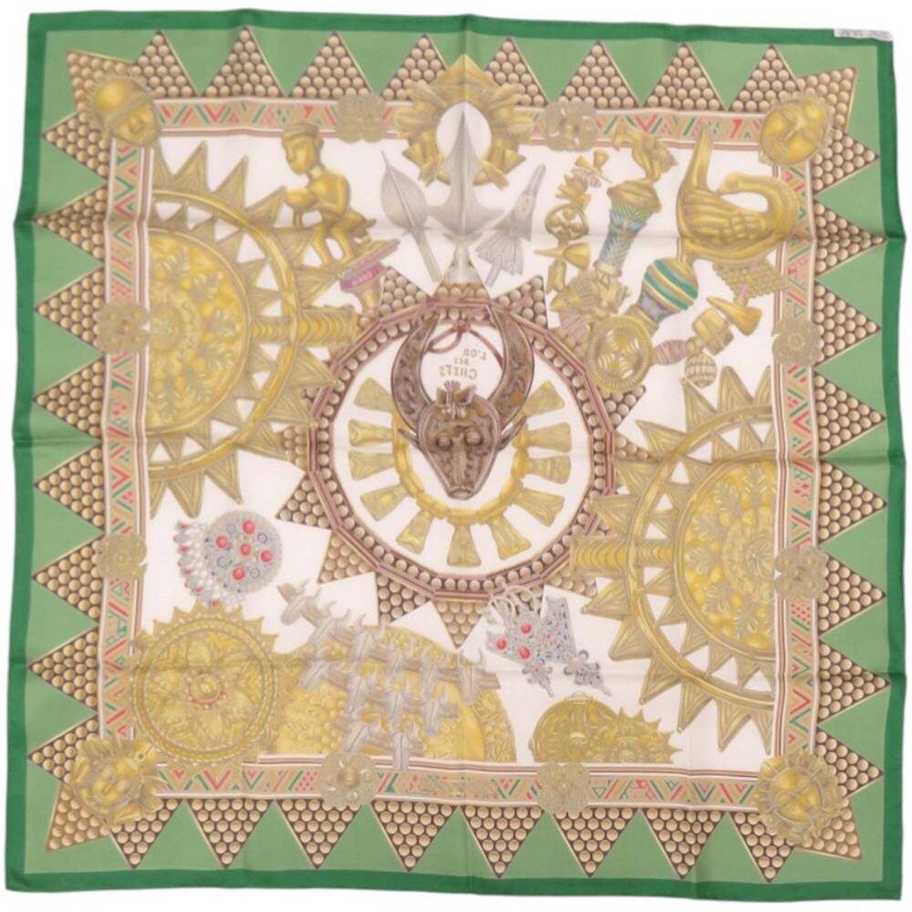 HERMES Authentic Green Silk Scarf - Picture 3 of 4