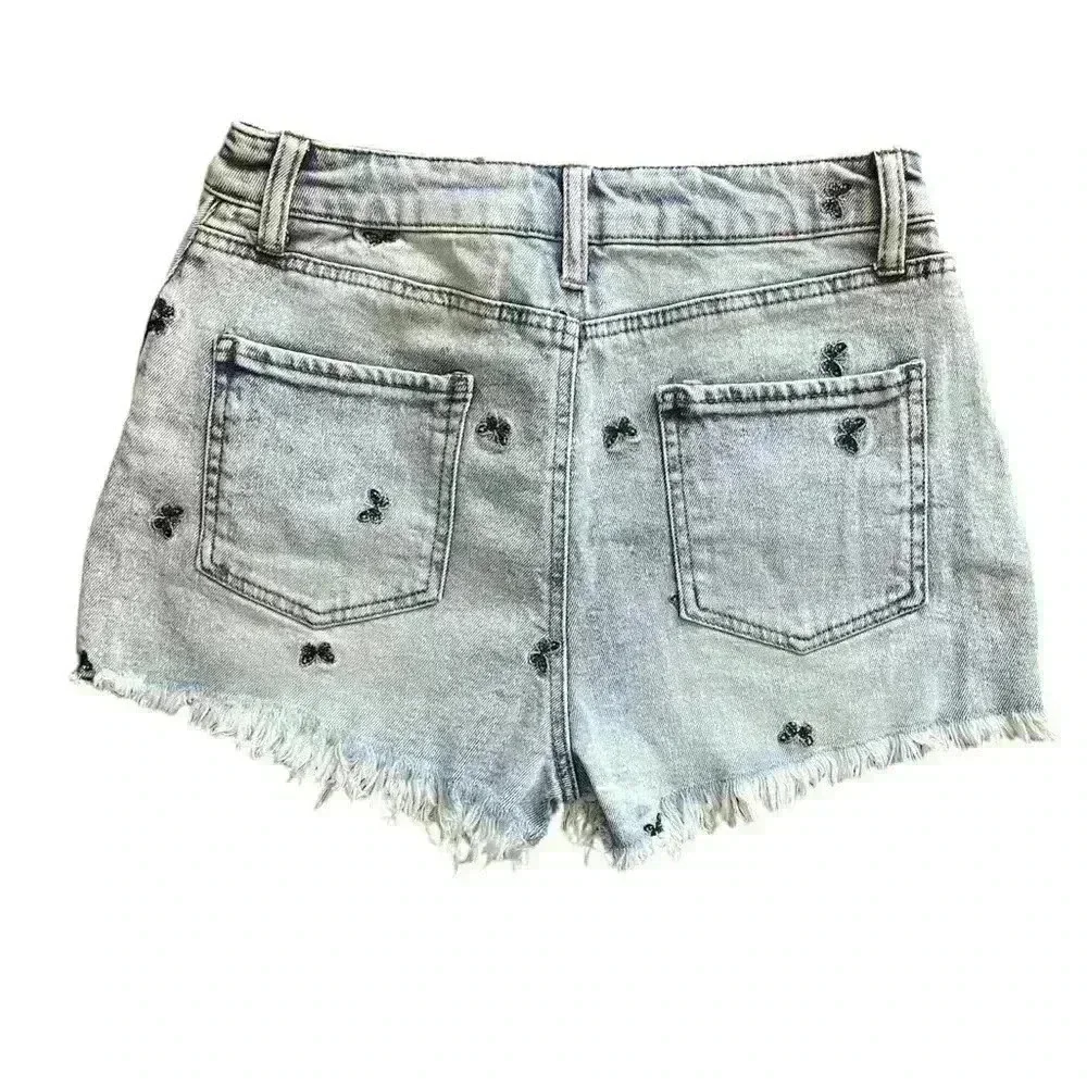 Tinseltown Jean Shorts Women's Size 7 Butterfly Distressed Denim - Picture 4 of 6