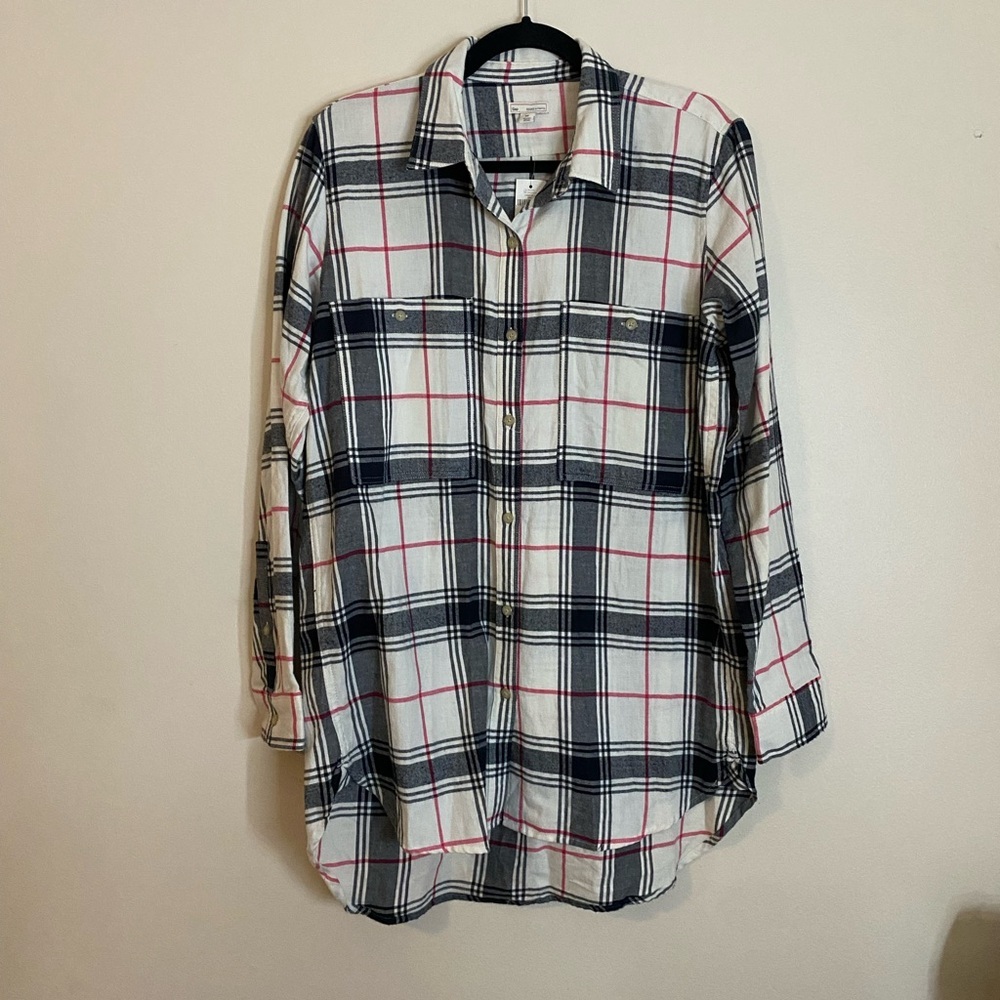 GAP Cotton Black White and pink  Plaid Casual Shirt