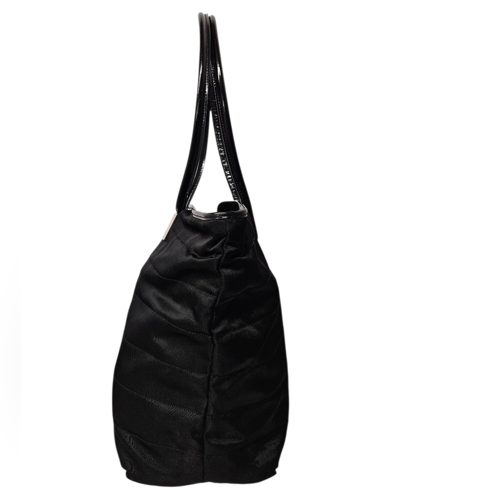 Gucci Ribbed Nylon And Patent Leather Weekender Tote Bag In Black And Silver - Picture 4 of 15