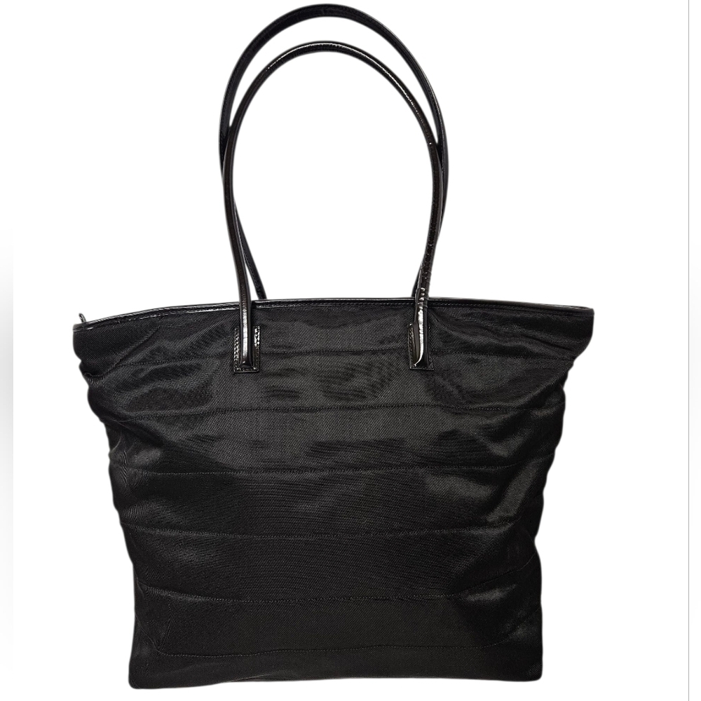 Gucci Ribbed Nylon And Patent Leather Weekender Tote Bag In Black And Silver - Picture 3 of 15