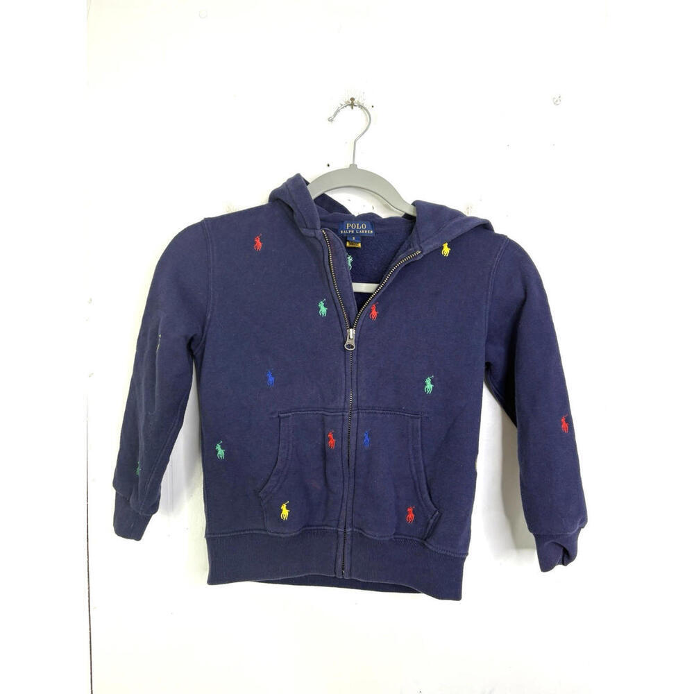 Polo Ralph Lauren Jacket Kids 6 All Over Pony Colorful Full Zip Hood Sweatshirt