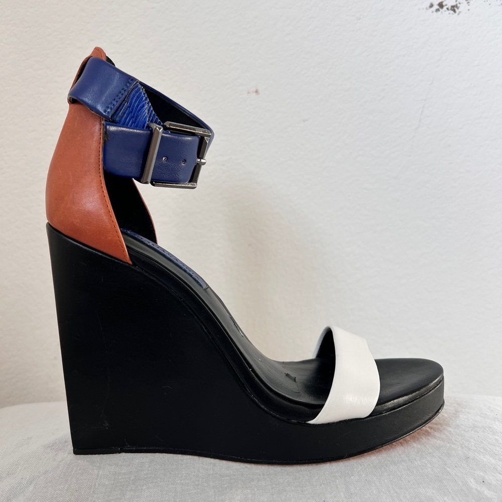 BCBGMaxazria Colorblock Wedge Platform Sandals Open‎ Toe Women’s Size 8M - Picture 2 of 9