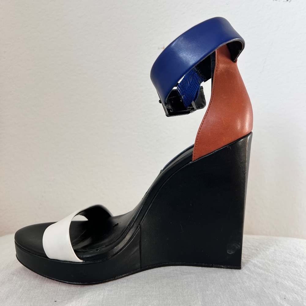 BCBGMaxazria Colorblock Wedge Platform Sandals Open‎ Toe Women’s Size 8M - Picture 3 of 9
