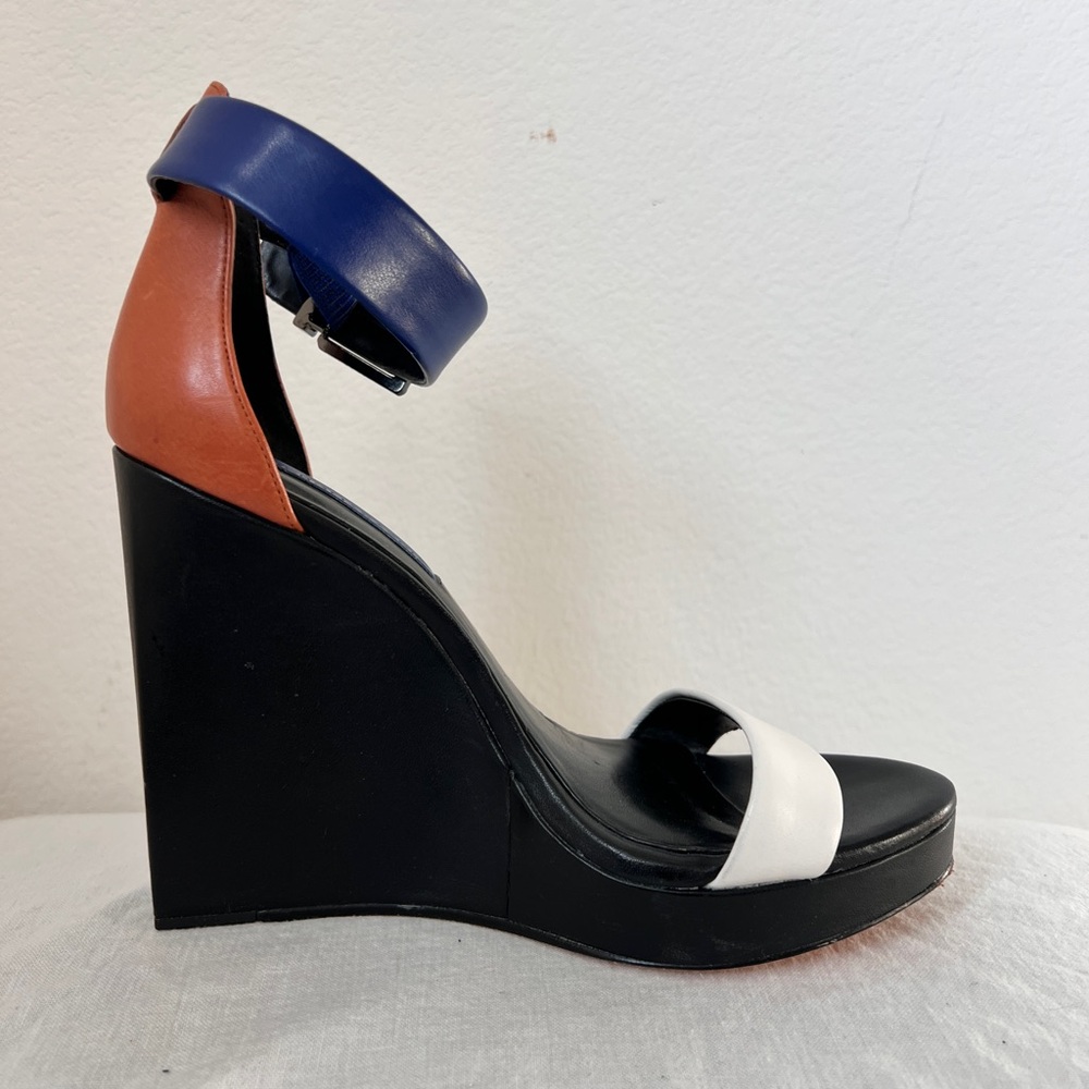 BCBGMaxazria Colorblock Wedge Platform Sandals Open‎ Toe Women’s Size 8M - Picture 4 of 9
