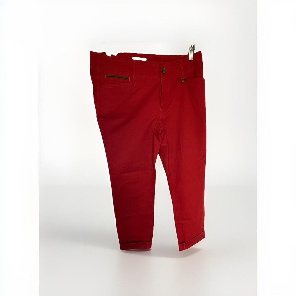 NWT Lauren Ralph Lauren‎ Womens Cuffed Crop Pants Red 8 Minimalist Preppy Work