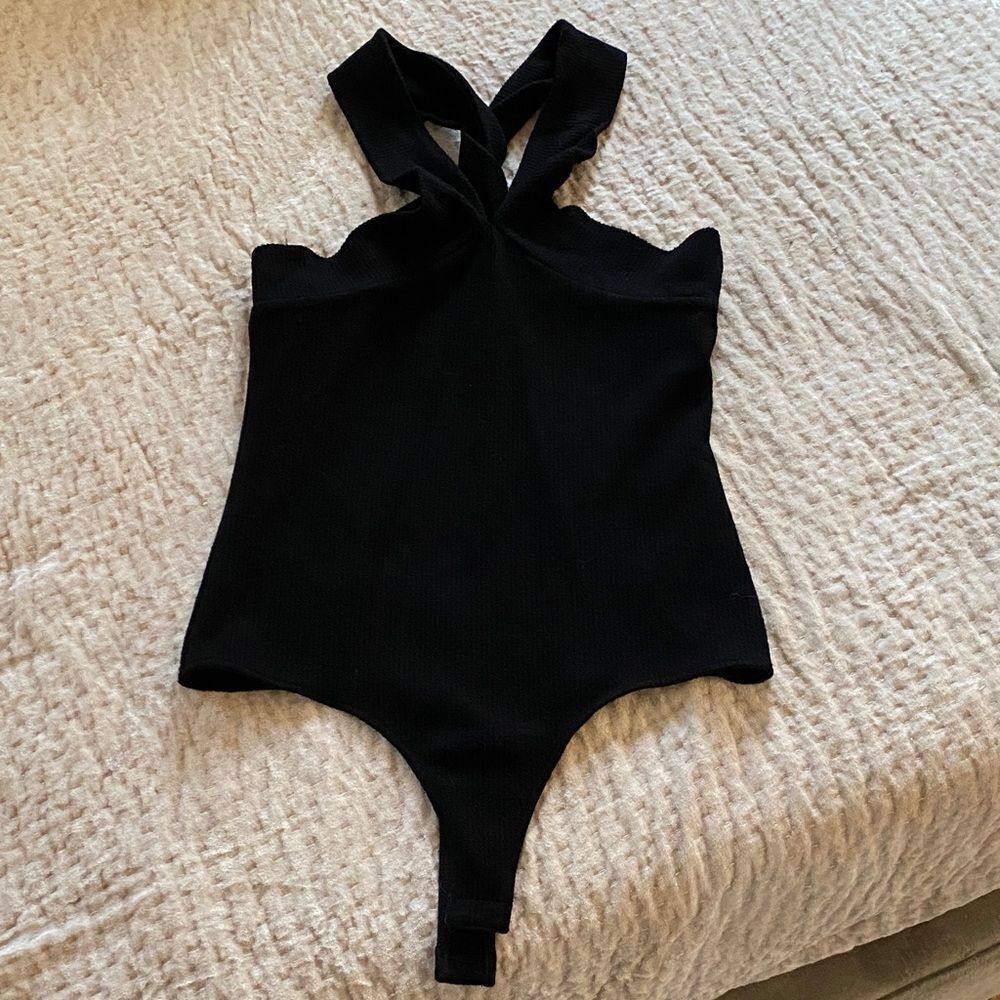Black Cross-Back Bodysuit