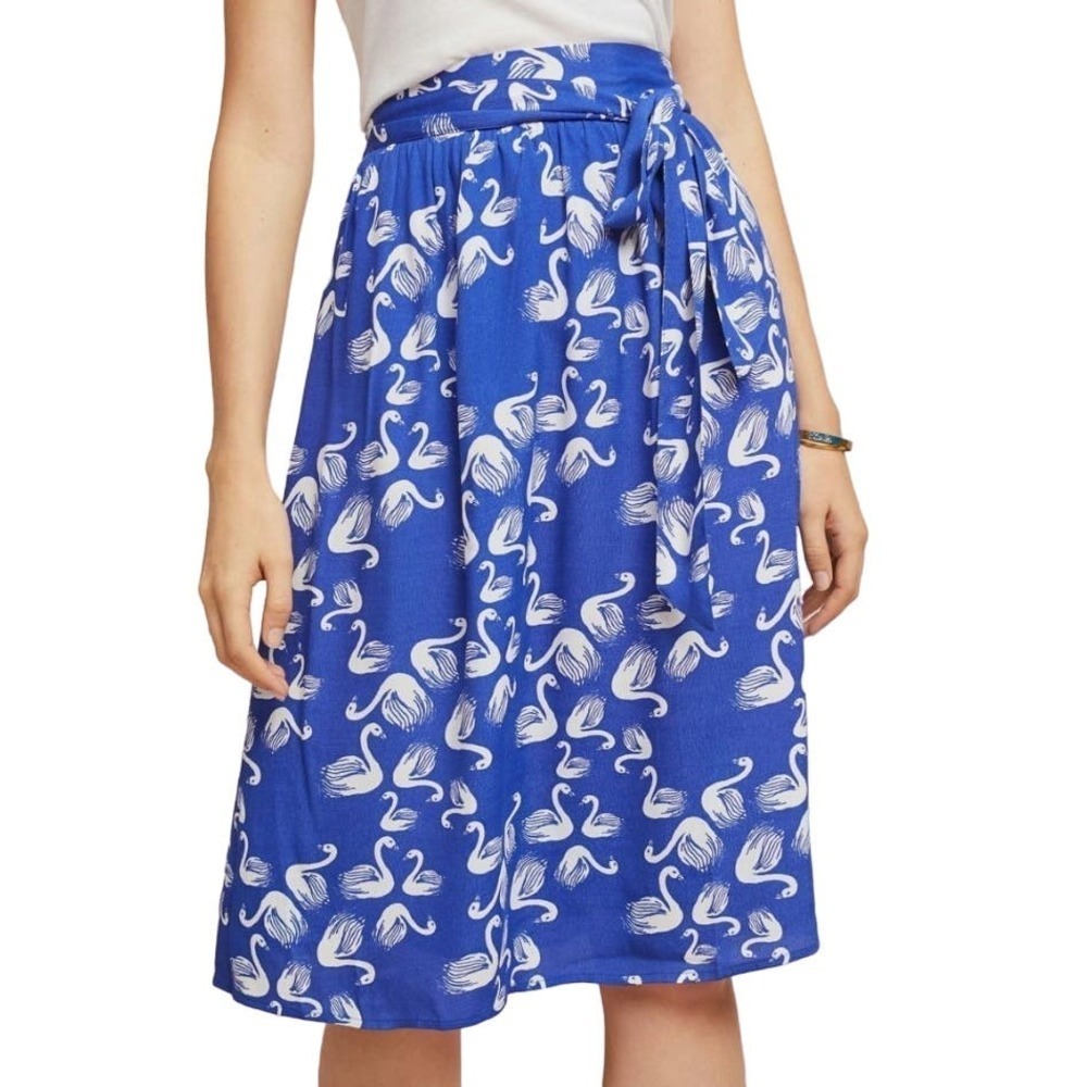 NEW Anthropologie Porridge Swan Getaway‎ Skirt XS Blue White A-Line NWT