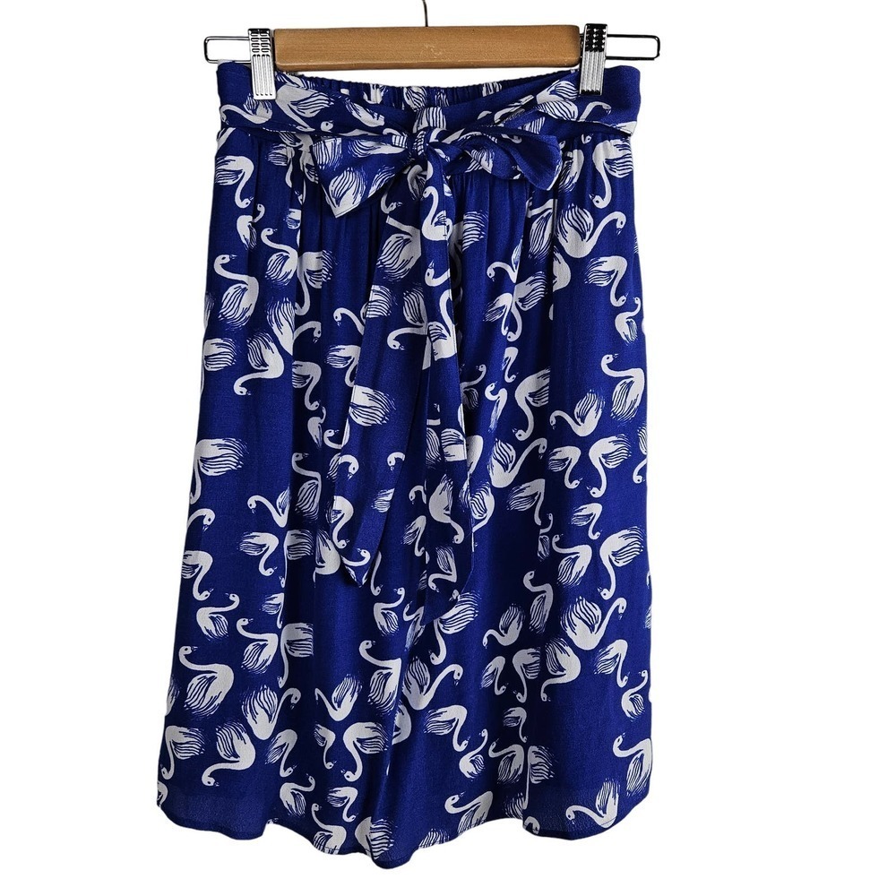 NEW Anthropologie Porridge Swan Getaway‎ Skirt XS Blue White A-Line NWT - Picture 2 of 13