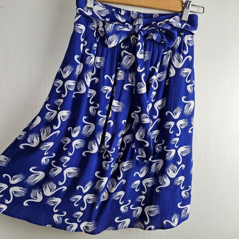 NEW Anthropologie Porridge Swan Getaway‎ Skirt XS Blue White A-Line NWT - Picture 3 of 13