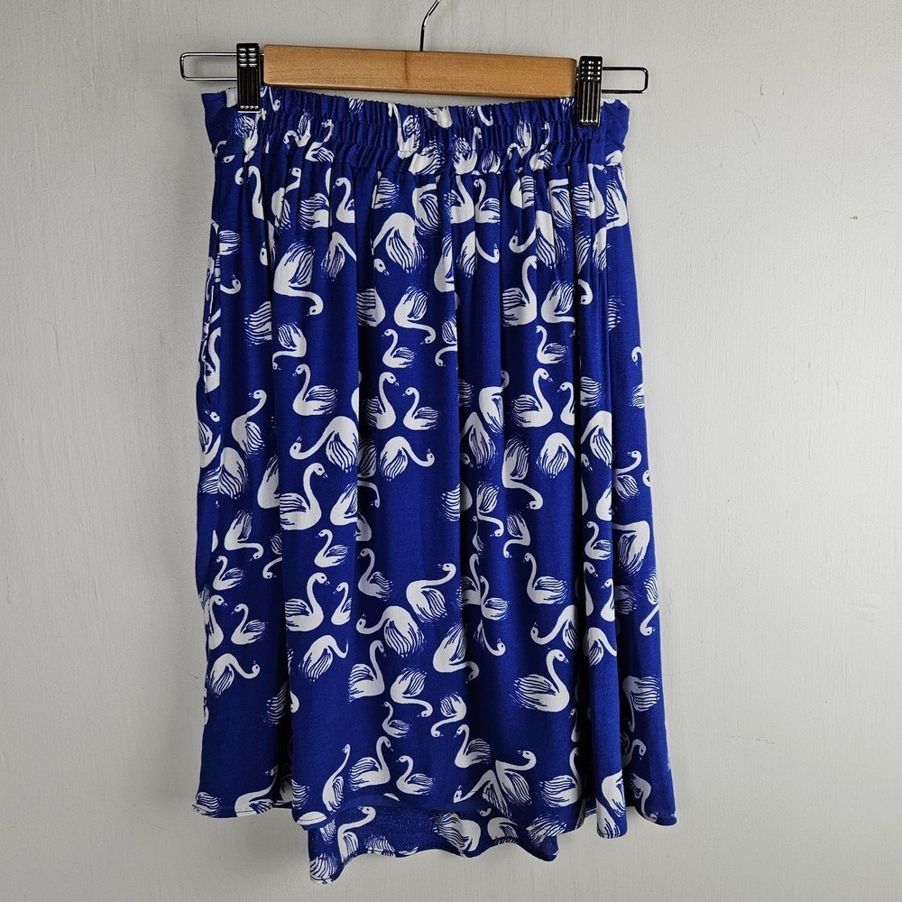 NEW Anthropologie Porridge Swan Getaway‎ Skirt XS Blue White A-Line NWT - Picture 9 of 13