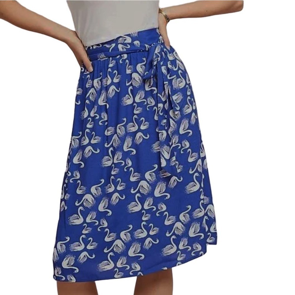 NEW Anthropologie Porridge Swan Getaway‎ Skirt XS Blue White A-Line NWT - Picture 13 of 13
