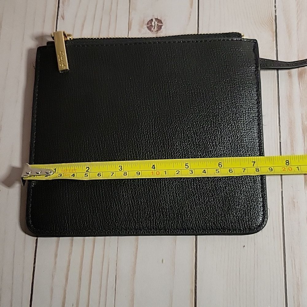 DUNE LONDON WOMENS SMALL BLACK LEATHER WITH CALF HAIR ENVELOPE CLUTCH/WRISTLET - Picture 10 of 10