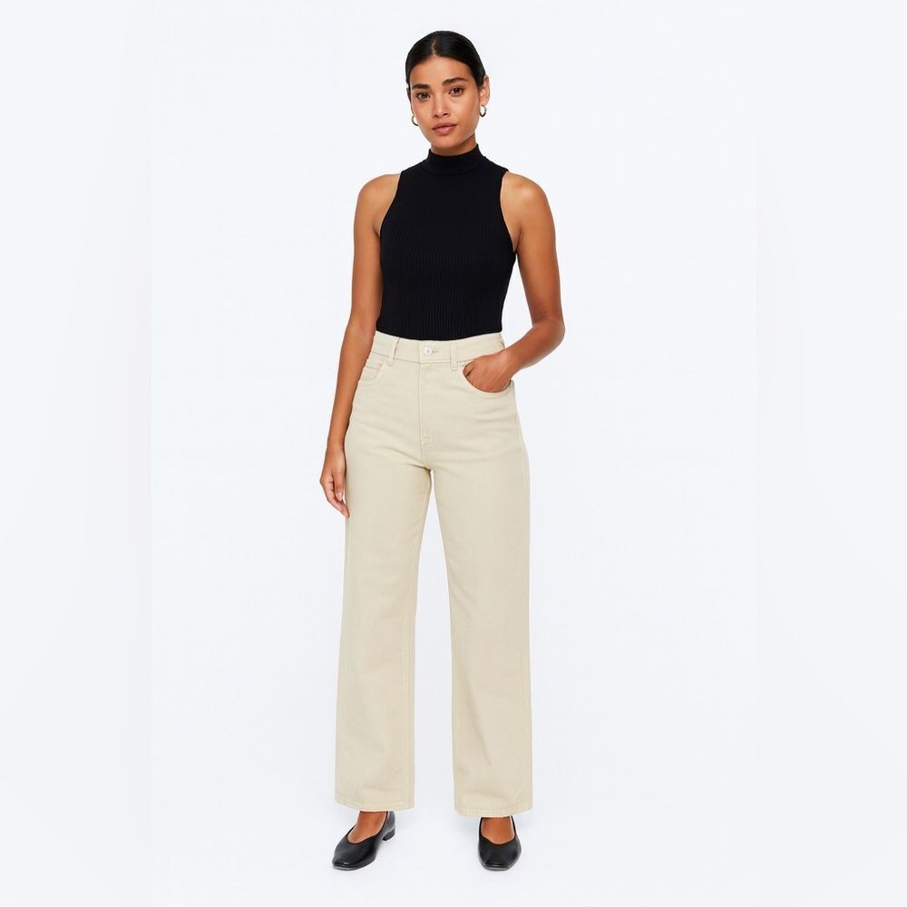 Zara Cream Wide-Leg Jeans NWOT