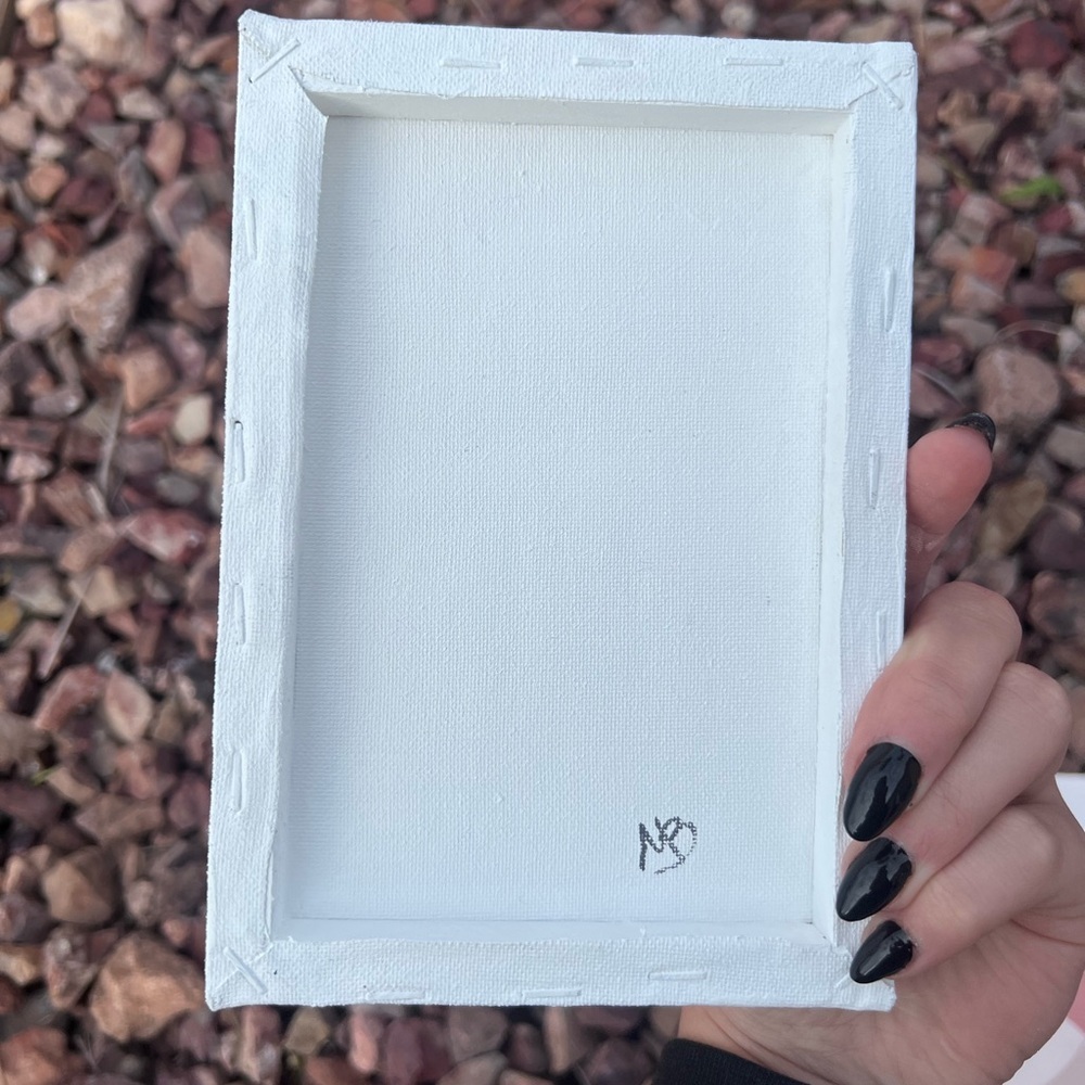 Local Hand Painted Boho Mini Canvas Art | 7x5 Neutral Nursery Rainbow & Sun - Picture 7 of 8
