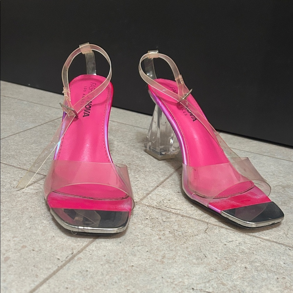 Fashion Nova Hot Pink and Clear Heels