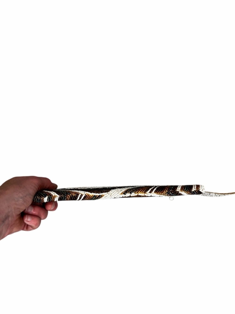 Beaded Swirl Wristlet Clutch - Black, Brown & White Top Zip 9” x 5” - Picture 8 of 9