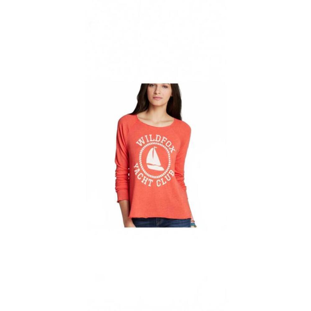 Wildfox Yacht Club Coral Distressed Hems Women's Sweater, Size Small