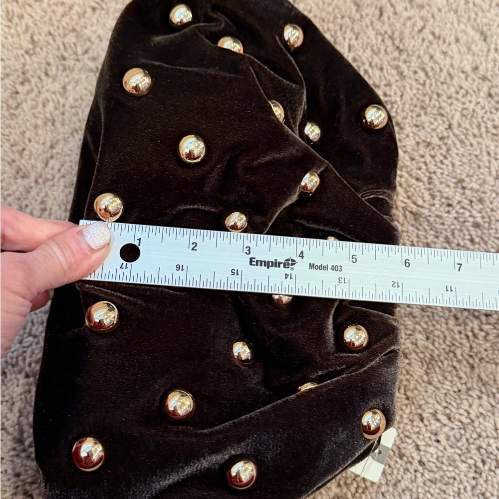 NWT new Anthropologie studded Velvet Clutch brown gold Gold crossbody purse bag - Picture 12 of 15
