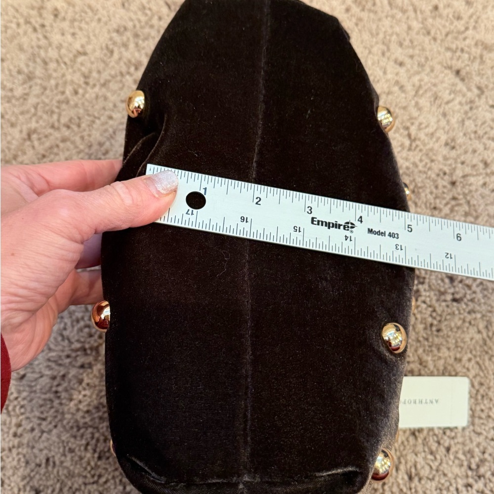NWT new Anthropologie studded Velvet Clutch brown gold Gold crossbody purse bag - Picture 13 of 15