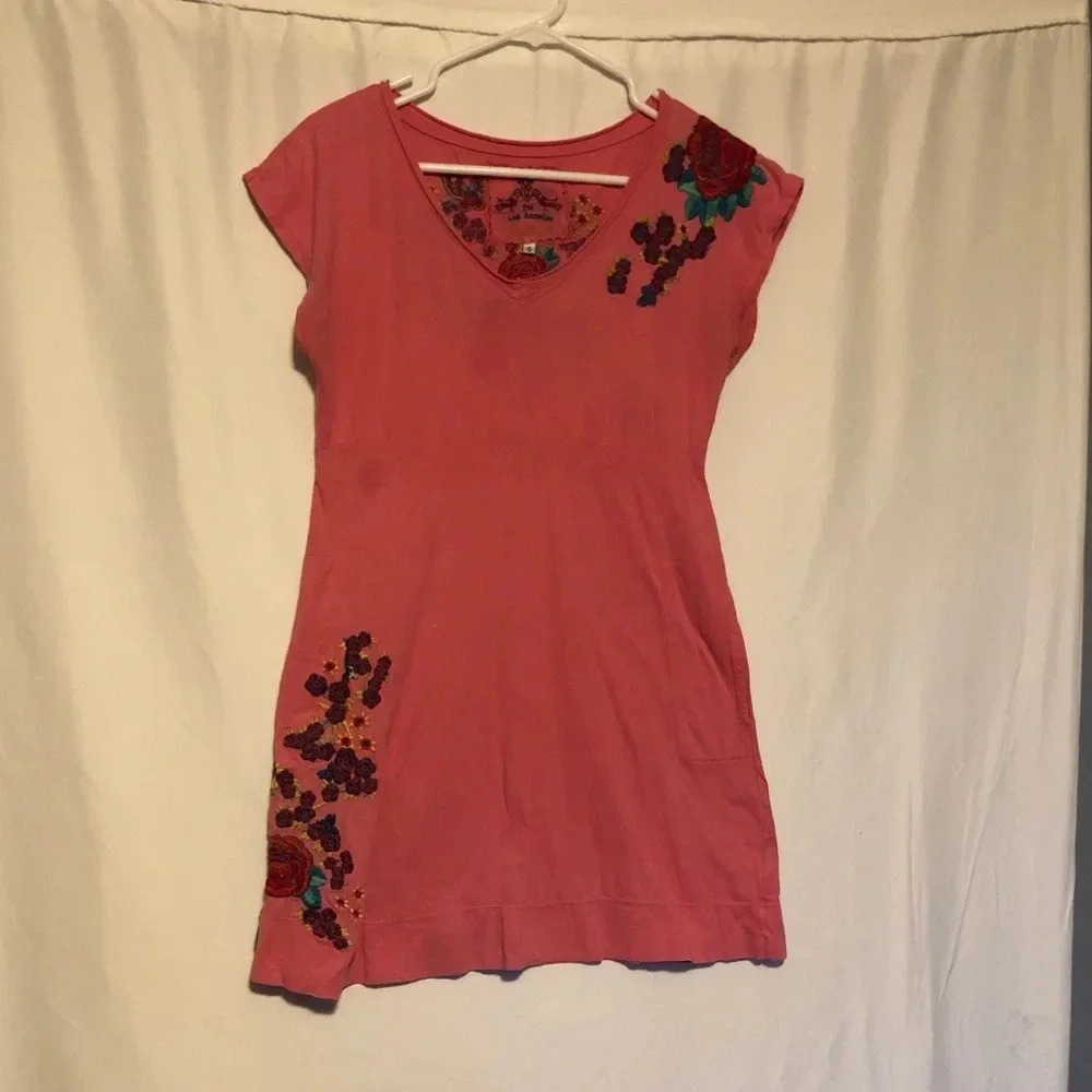 Johnny Was JW Los Angeles floral embroidered dress