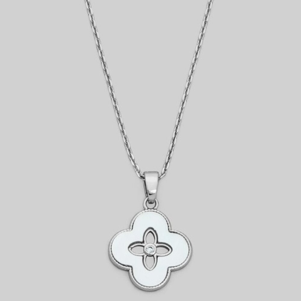 JESSIE SILVER MOTHER OF PEARL CLOVER NECKLACE
