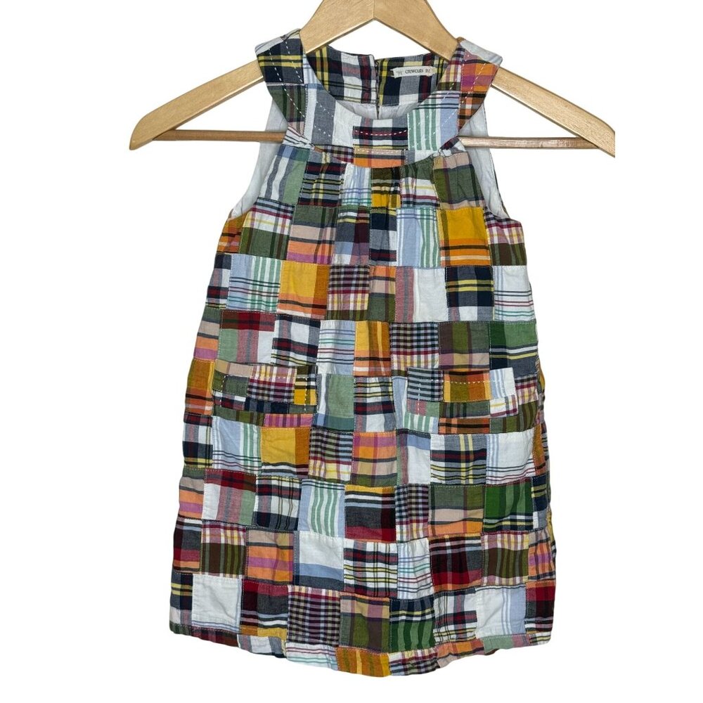 Crewcuts by J. Crew Girls' Patchwork Sleeveless 100% Cotton Dress Sz M 4-5 FLAW