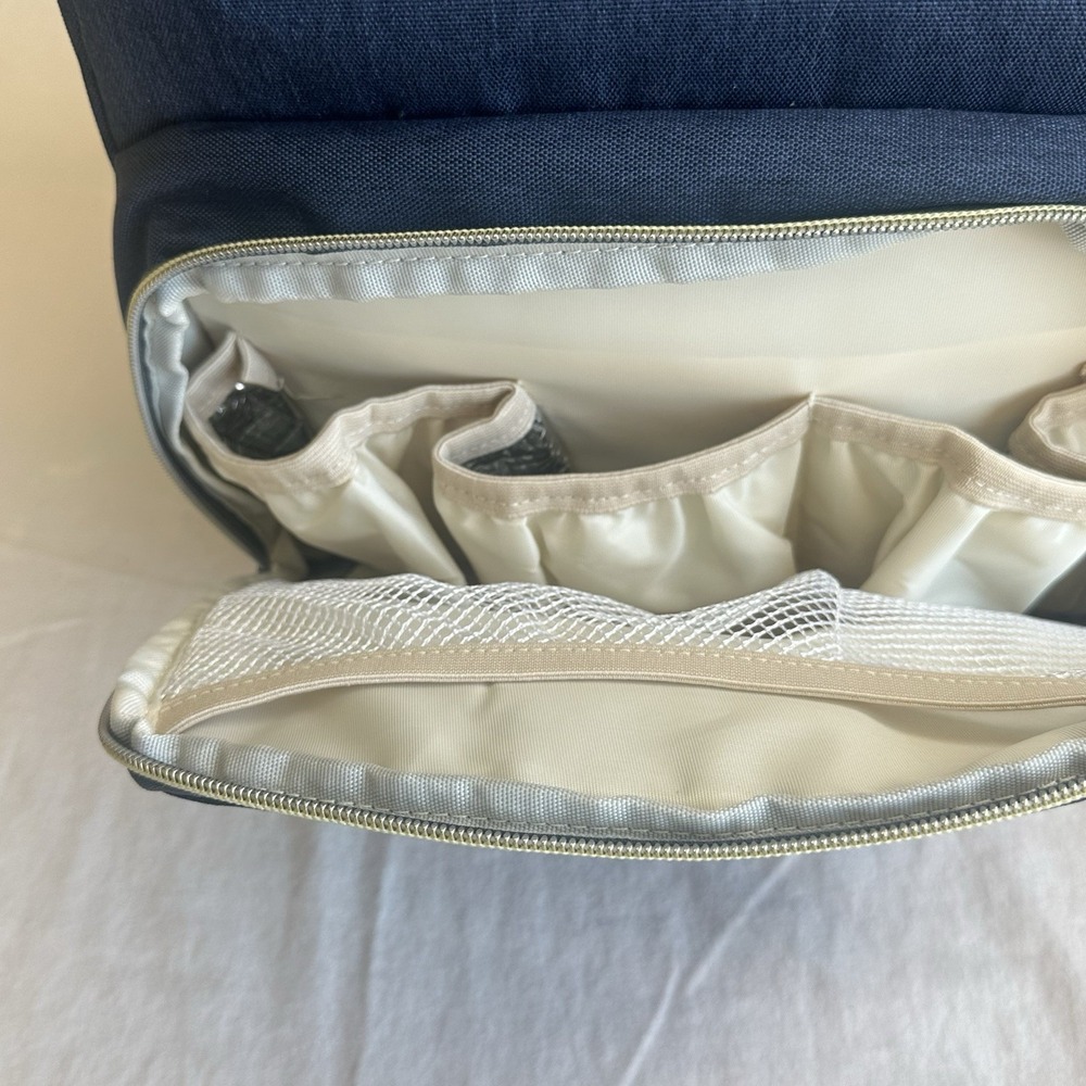LAND Backpack Diaper Bag Unisex Blue‎ Multi Compartments Zip Travel Canvas Tote - Picture 9 of 9