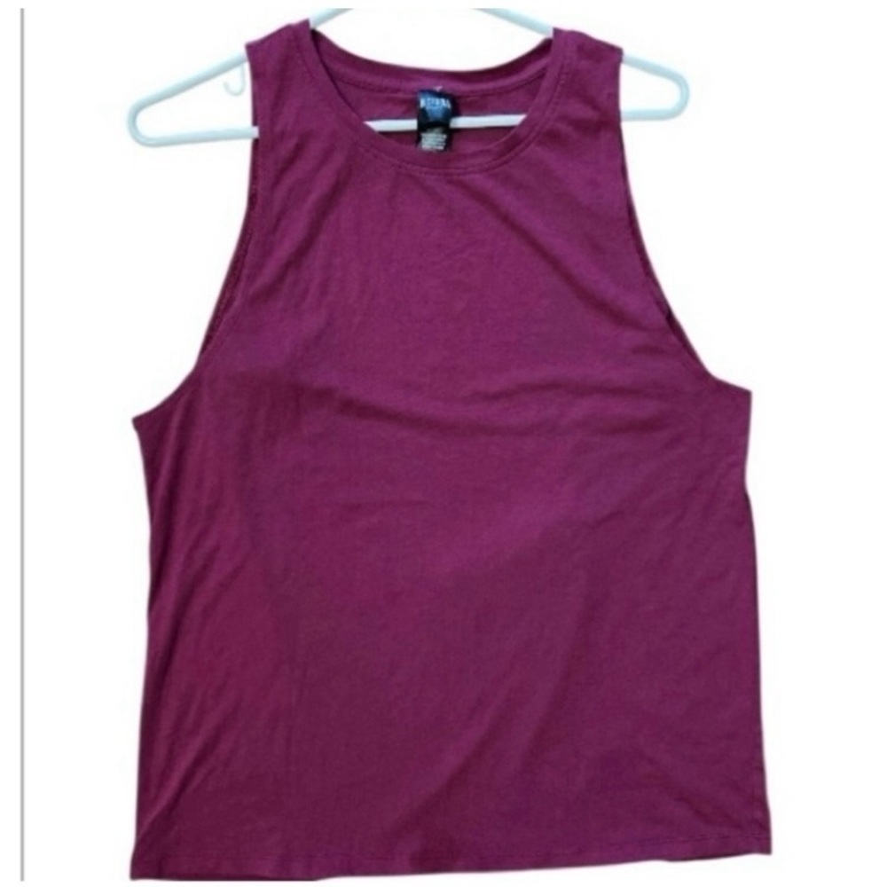 Victoria Sport Maroon Yoga sporty  Sleeveless Tank Top cotton blend open back