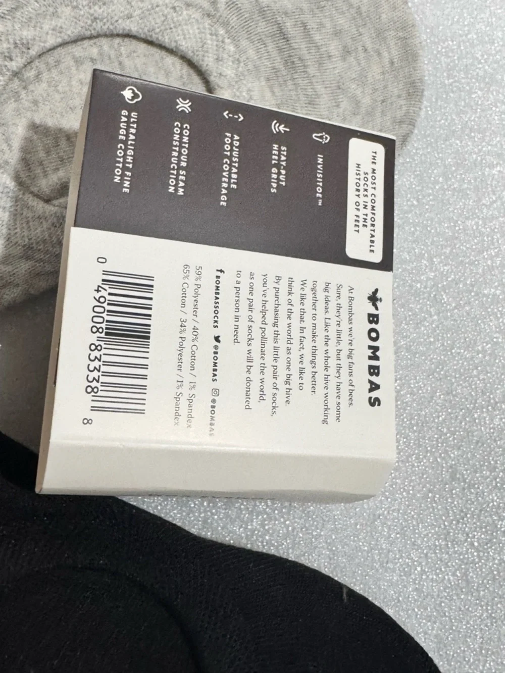 Bombas Women’s No-Show Sock 4-Pack – Black & Gray - Picture 5 of 5