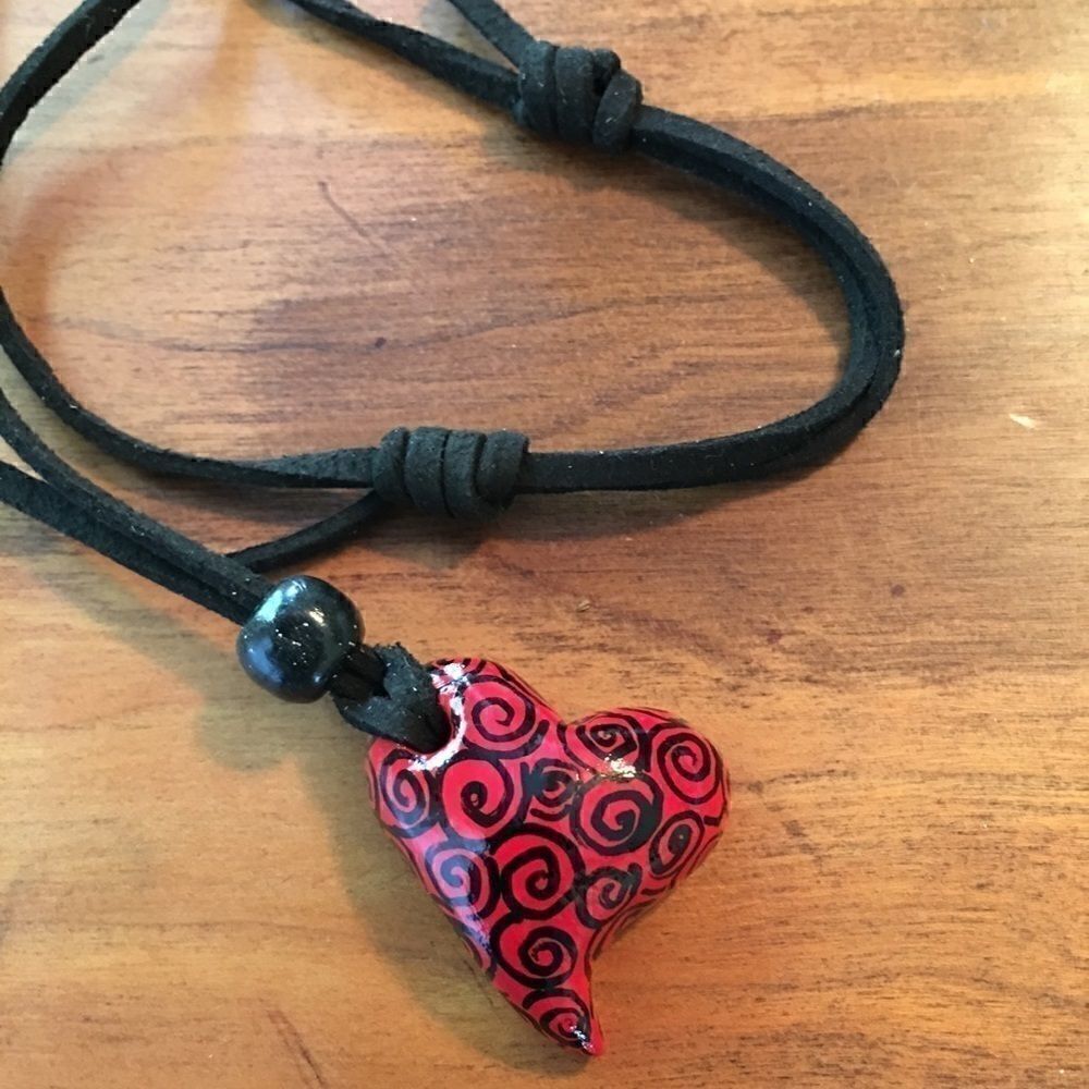 Hand made Clay Heart pendant with essential oil